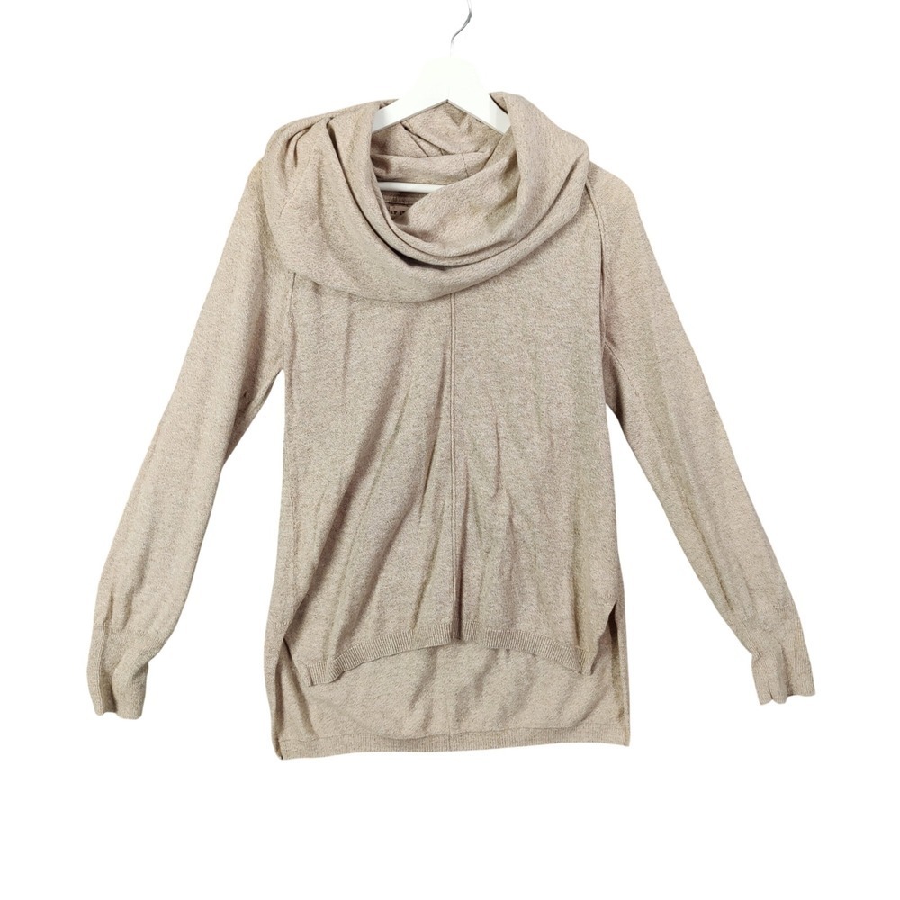 If It Were Me Womens Cozy Core Neutral Cowl Neck Sweater XL Beige High-Low Hem